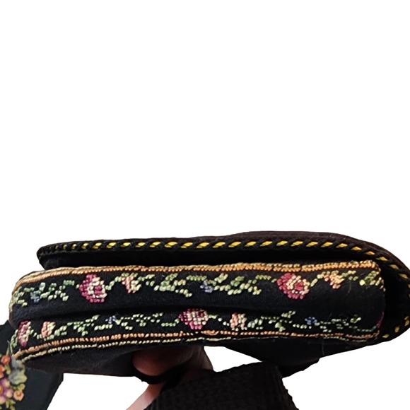 Vtg petit point Belt Bag Set Change Purse comb & Holder Floral Embroidery - Picture 8 of 12